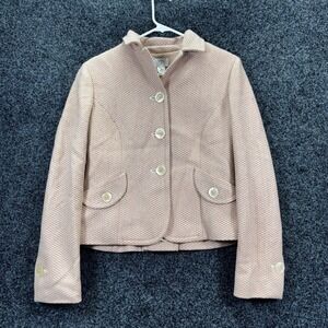 Ann Taylor LOFT Peach Wool Blend Textured Cropped Blazer Jacket Womens Size 6